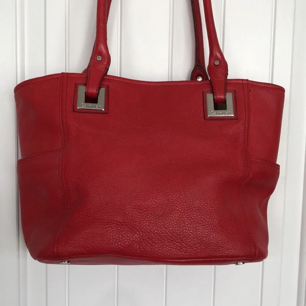 Calvin Klein Red Leather Handbag In Preloved & Gently Used Condition! - Picture 7 of 14